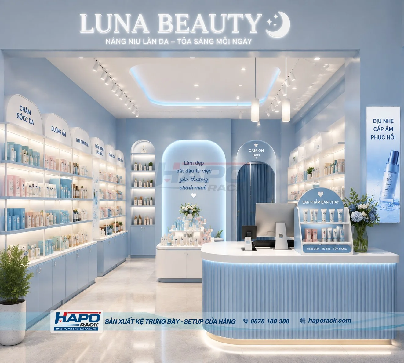 Kệ Trưng Bày Sản Phẩm Mua Kèm Tại Quầy Thu Ngân Mỹ Phẩm