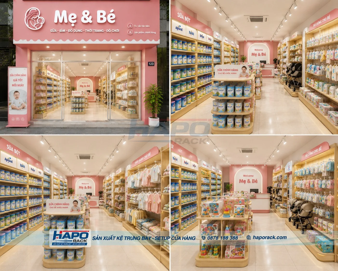 Kệ Trưng Bày Sữa Cho Cửa Hàng Mẹ & Bé – Giải Pháp Setup Shop Hiện Đại