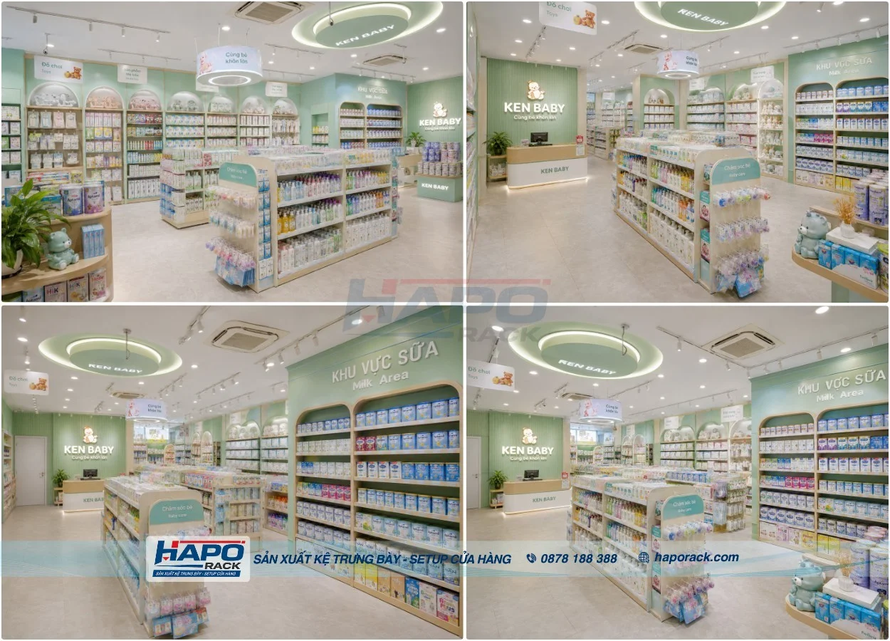 Kệ Trưng Bày Sữa Cho Shop Mẹ & Bé – Tối Ưu Diện Tích Và Trưng Bày