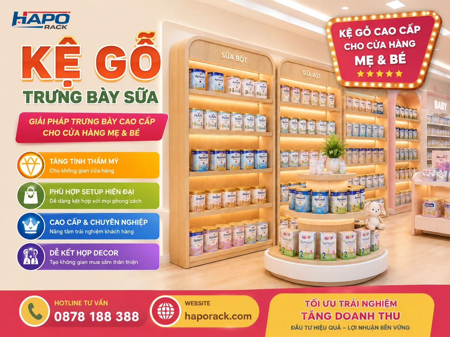 Kệ Trưng Bày Sữa Chuyên Dụng Cho Cửa Hàng Mẹ & Bé Và Minimart