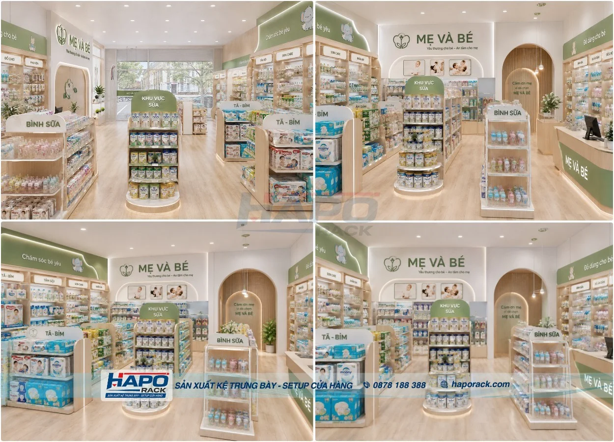 Kệ Trưng Bày Sữa Chuyên Dụng Cho Cửa Hàng Mẹ & Bé Và Minimart