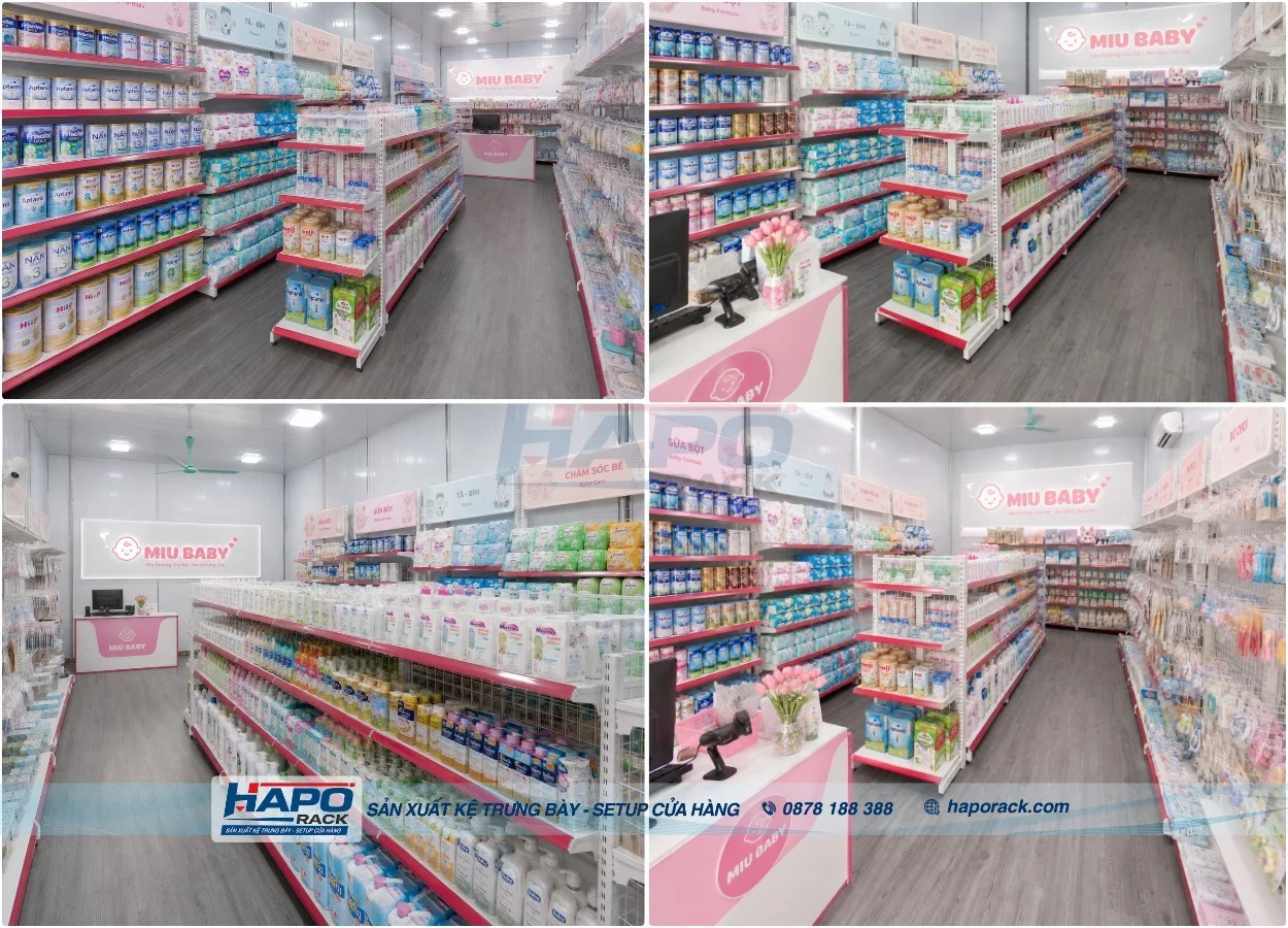 Kệ Trưng Bày Sữa HAPO RACK Cho Cửa Hàng Mẹ & Bé Chuyên Nghiệp