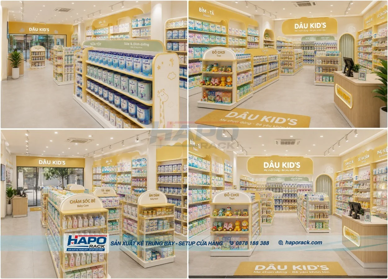 Kệ Trưng Bày Sữa Shop Mẹ & Bé Giúp Thu Hút Khách Hàng Hiệu Quả