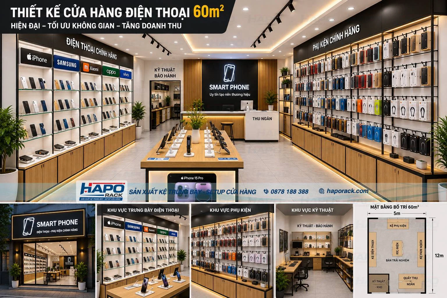 Kinh Nghiệm Chọn Kệ Trưng Bày Phụ Kiện Điện Thoại Phù Hợp Từng Mặt Bằng
