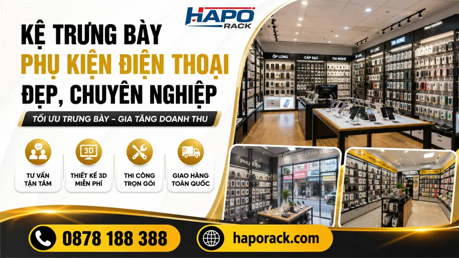 Kinh Nghiệm Chọn Kệ Trưng Bày Phụ Kiện Điện Thoại Phù Hợp Từng Mặt Bằng
