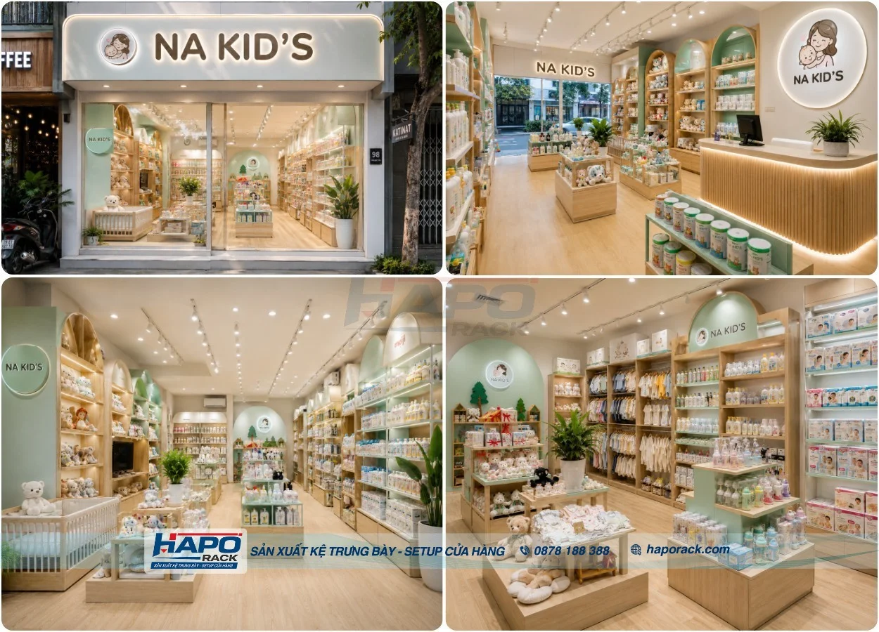 Mẫu Kệ Shop Mẹ Và Bé Hiện Đại, Đẹp Và Tiện Dụng