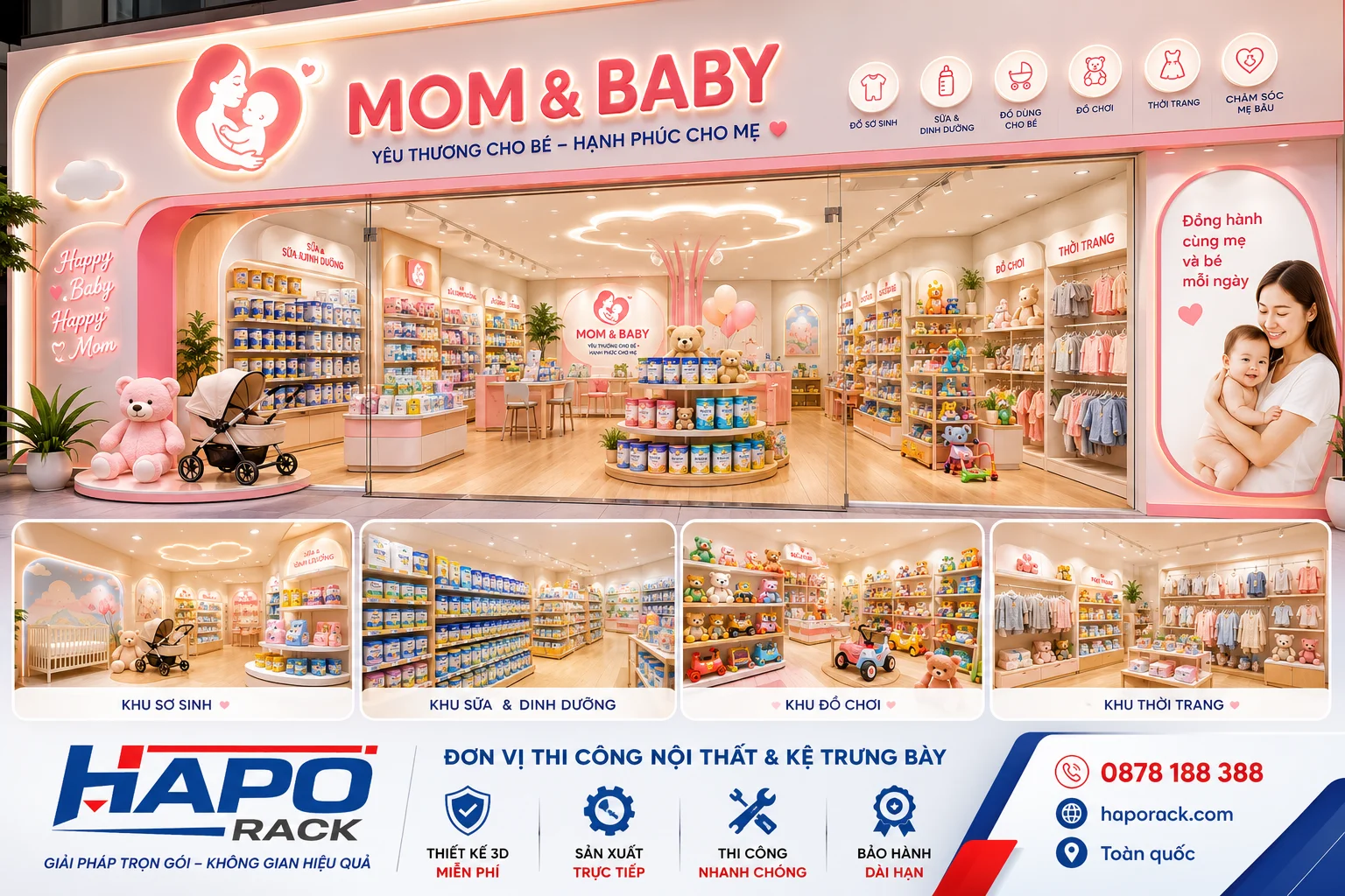 Mẫu Kệ Shop Mẹ Và Bé Hiện Đại, Đẹp Và Tiện Dụng