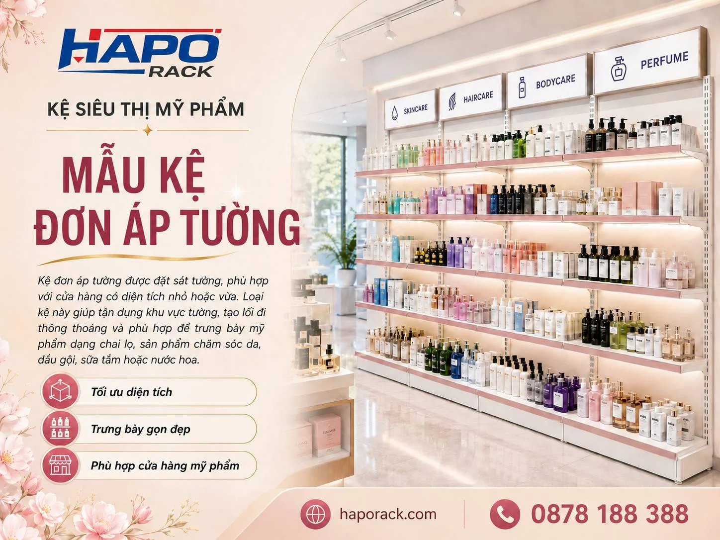 Mẫu Kệ Siêu Thị Trưng Bày Mỹ Phẩm Đẹp Cho Shop Bán Lẻ