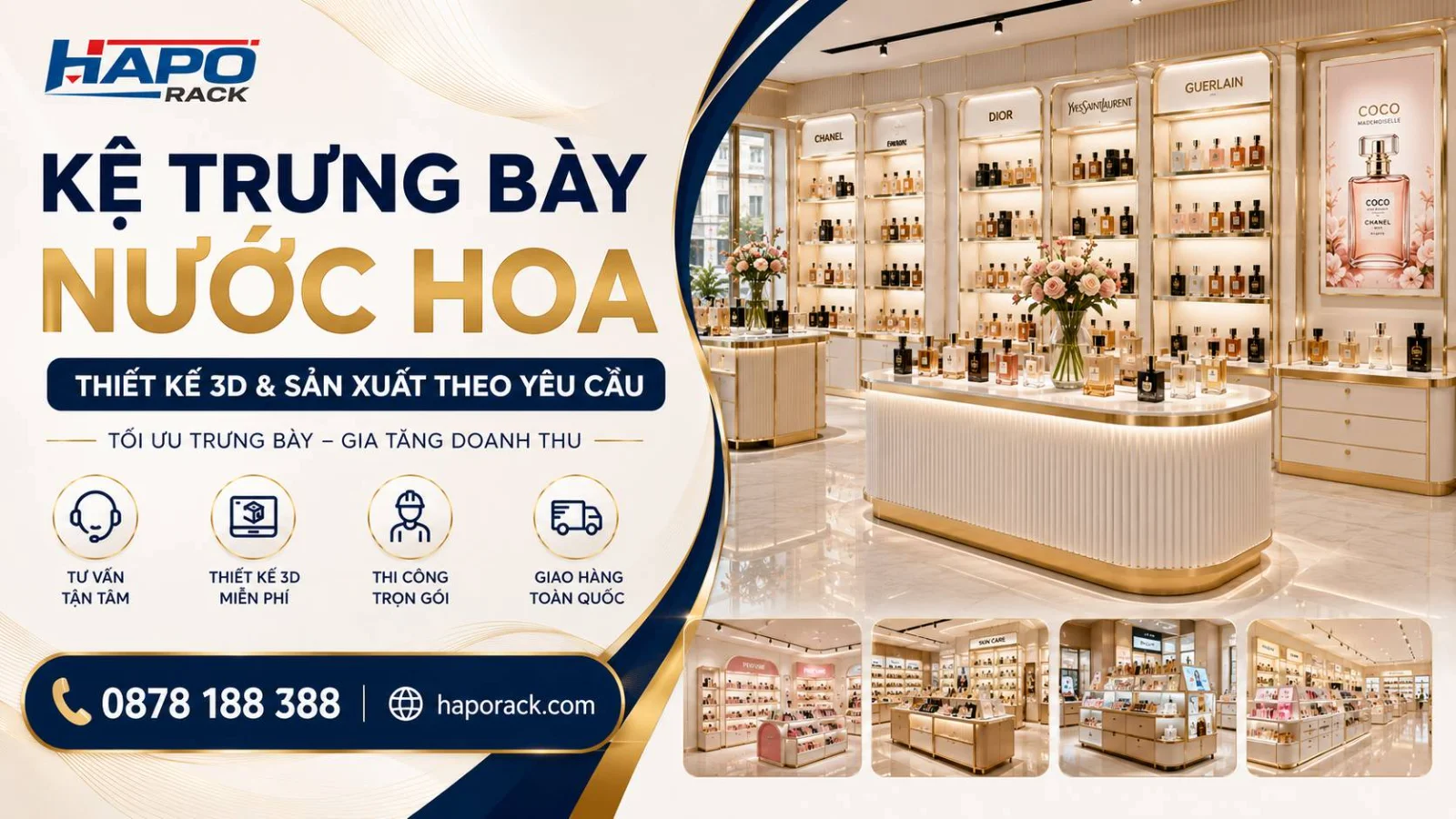 Đơn Vị Thiết Kế Kệ Trưng Bày Nước Hoa Uy Tín – Thi Công Nhanh, Đúng Ý Tưởng