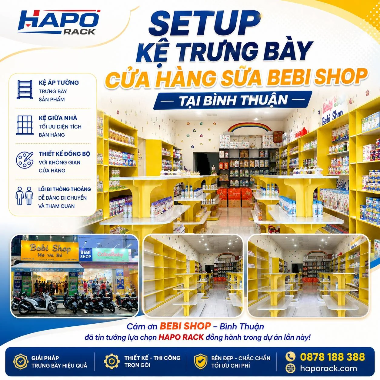 Thi Công Kệ Trưng Bày Cửa Hàng Sữa Bebi Shop Bình Thuận Chuyên Nghiệp