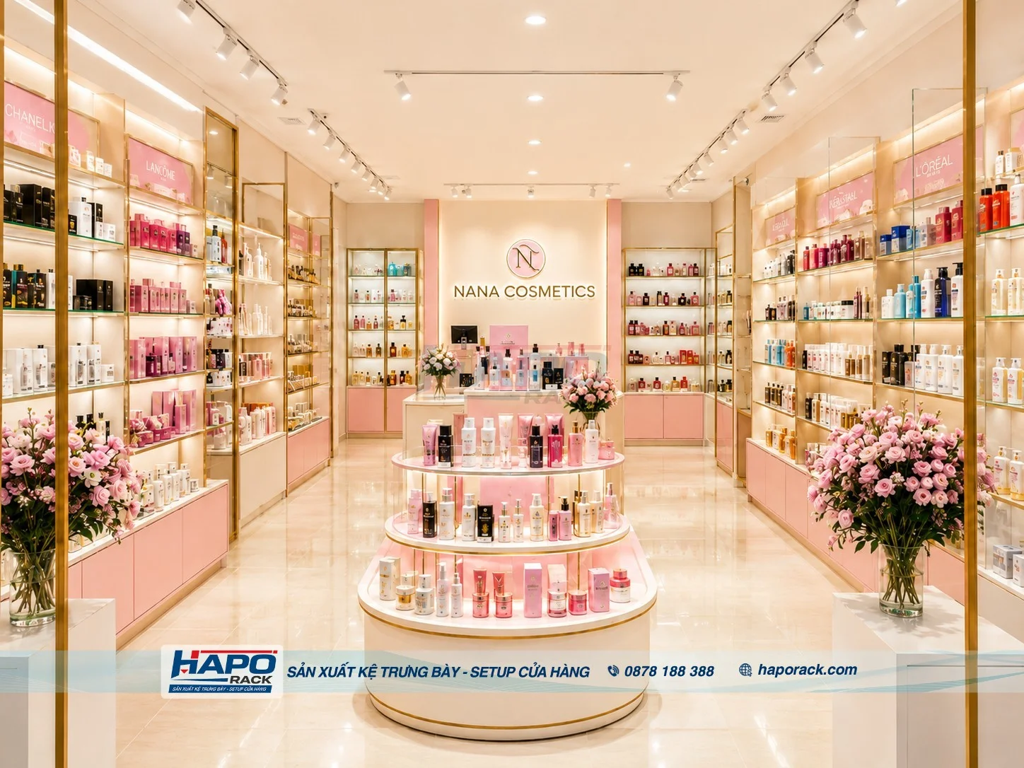 Thi Công Nội Thất Shop Mỹ Phẩm NANA COSMETICS Đẹp Hiện Đại Tại Đồng Tháp