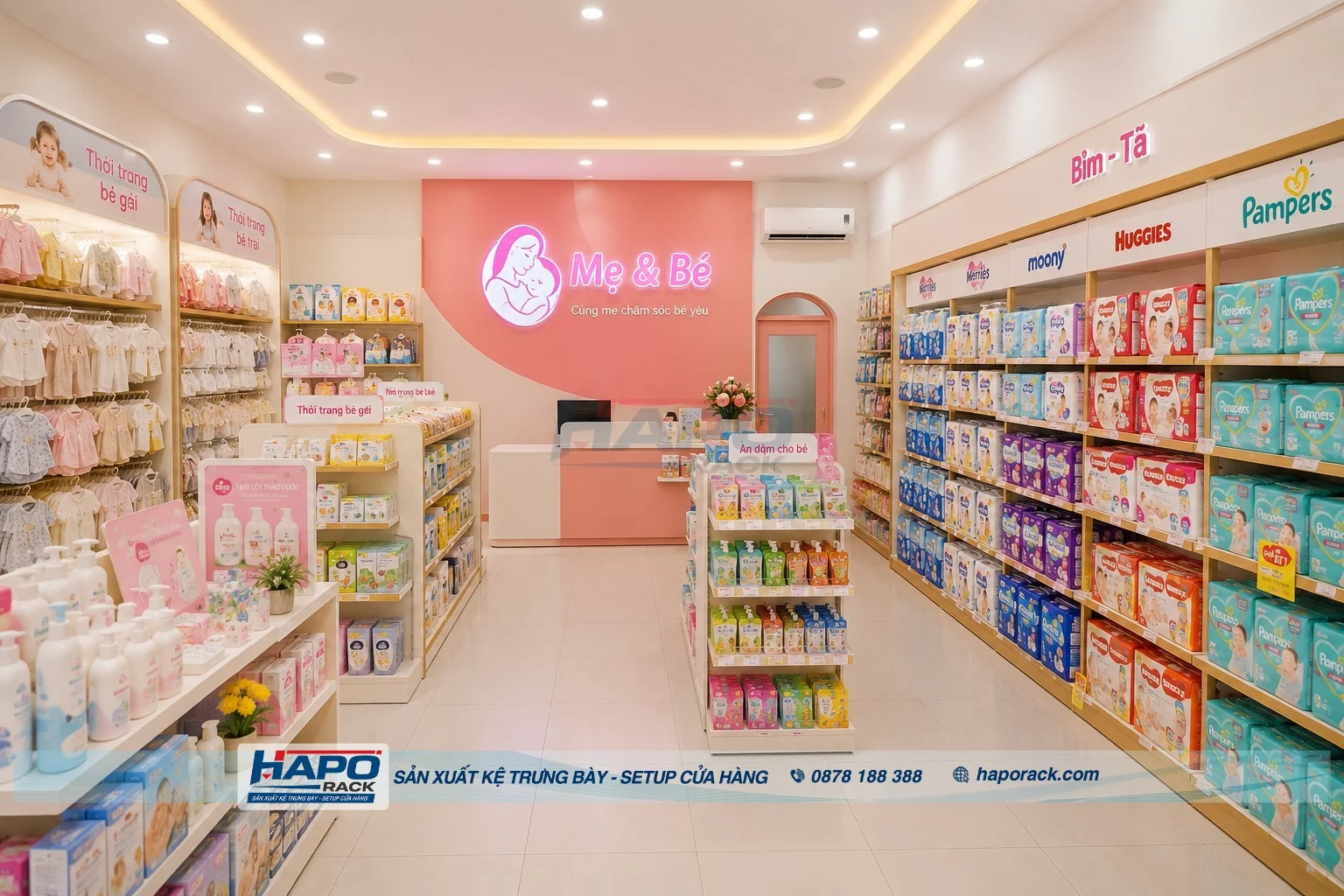 Thiết Kế Kệ Bỉm Tã Cho Shop Mẹ & Bé Nhỏ Hẹp