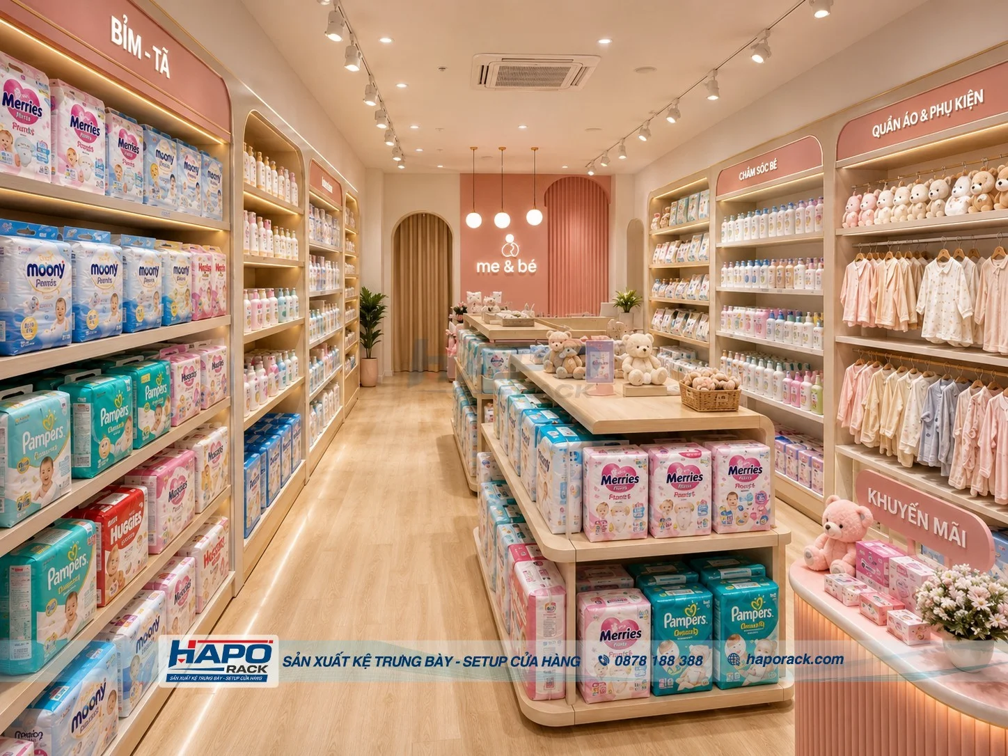 Thiết Kế Kệ Bỉm Tã Cho Shop Mẹ & Bé Nhỏ Hẹp