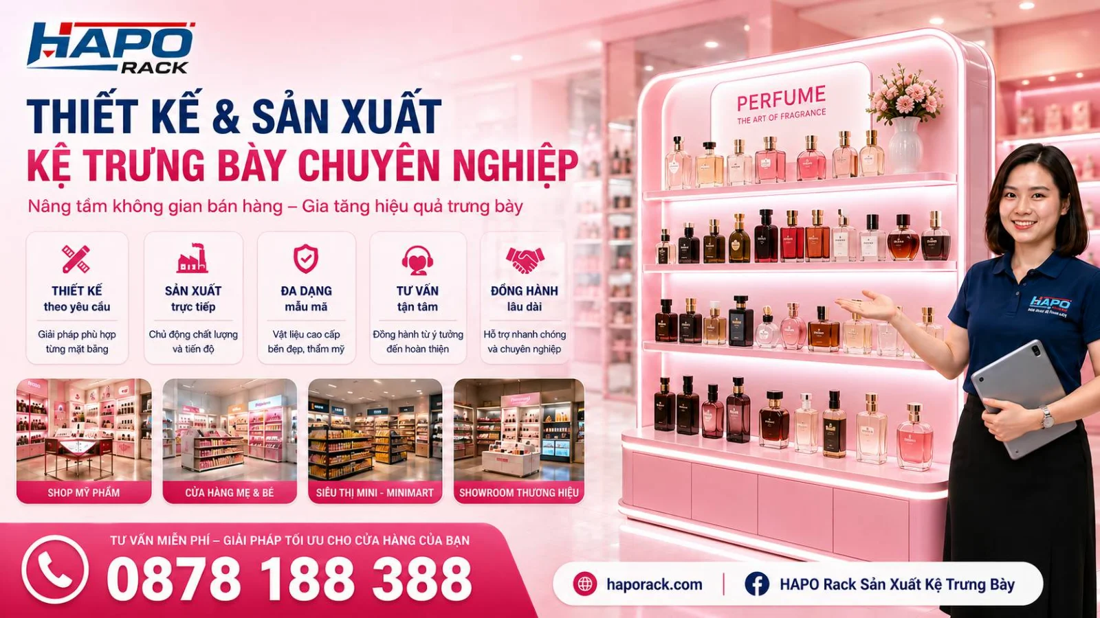 Thiết Kế Kệ Trưng Bày Nước Hoa 3D – Tối Ưu Không Gian, Nâng Tầm Thương Hiệu