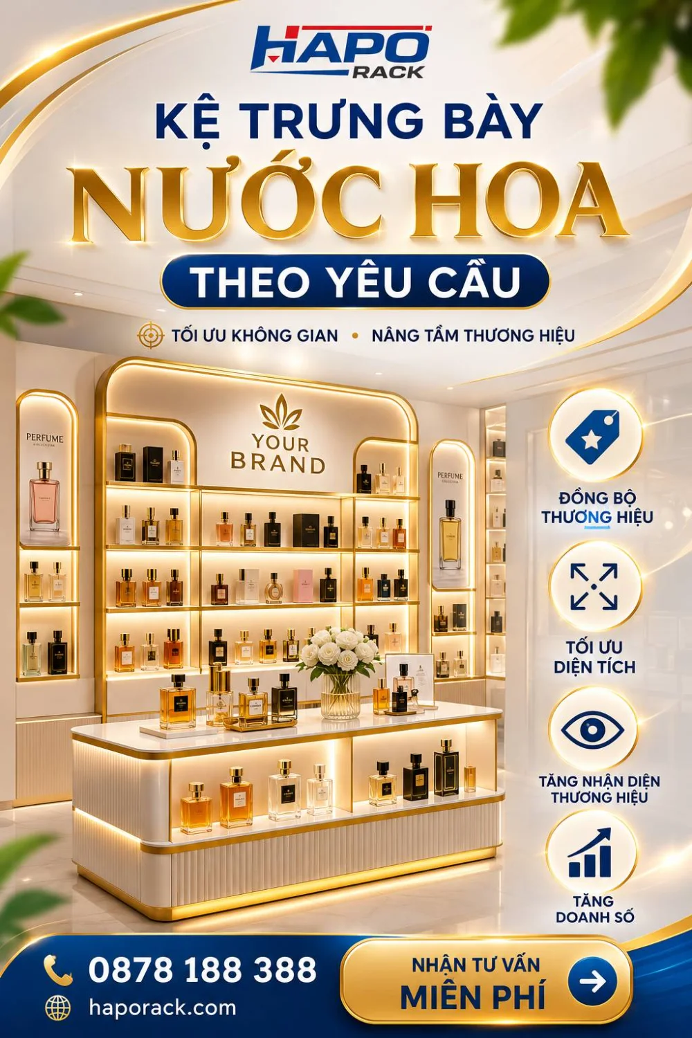 Thiết Kế Kệ Trưng Bày Nước Hoa 3D – Tối Ưu Không Gian, Nâng Tầm Thương Hiệu