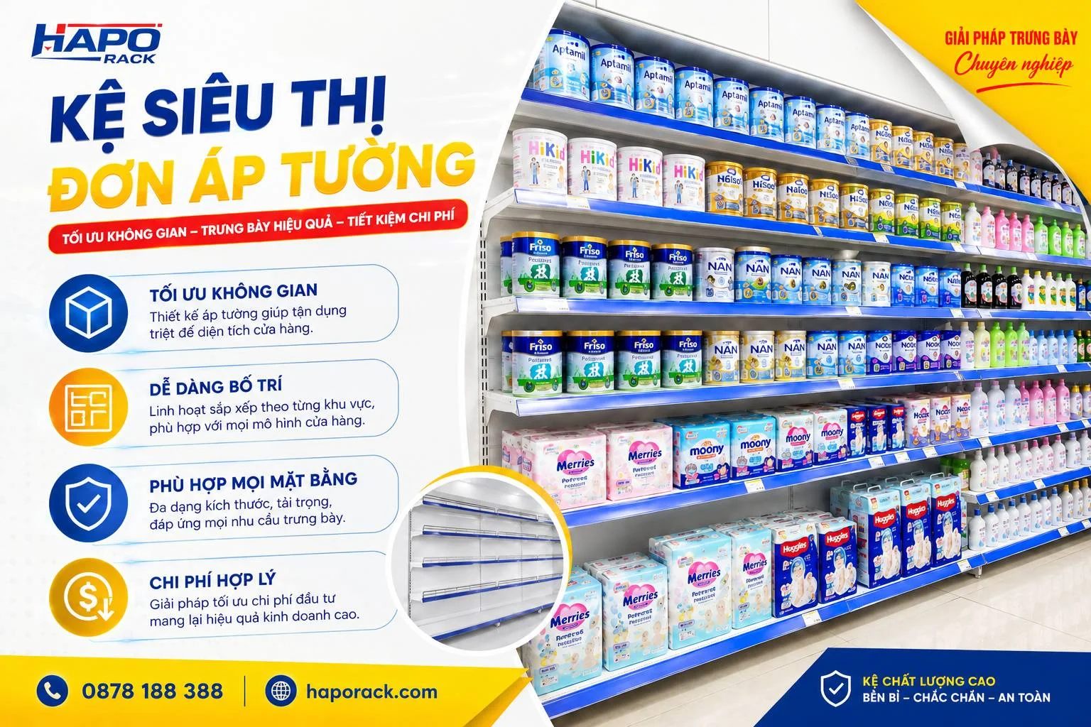 Thiết Kế Kệ Trưng Bày Sữa Cho Shop Mẹ & Bé Chuyên Nghiệp, Hiện Đại