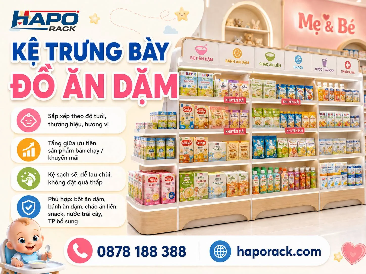 Tổng Hợp Kệ Trưng Bày Shop Mẹ Và Bé Dễ Sắp Xếp