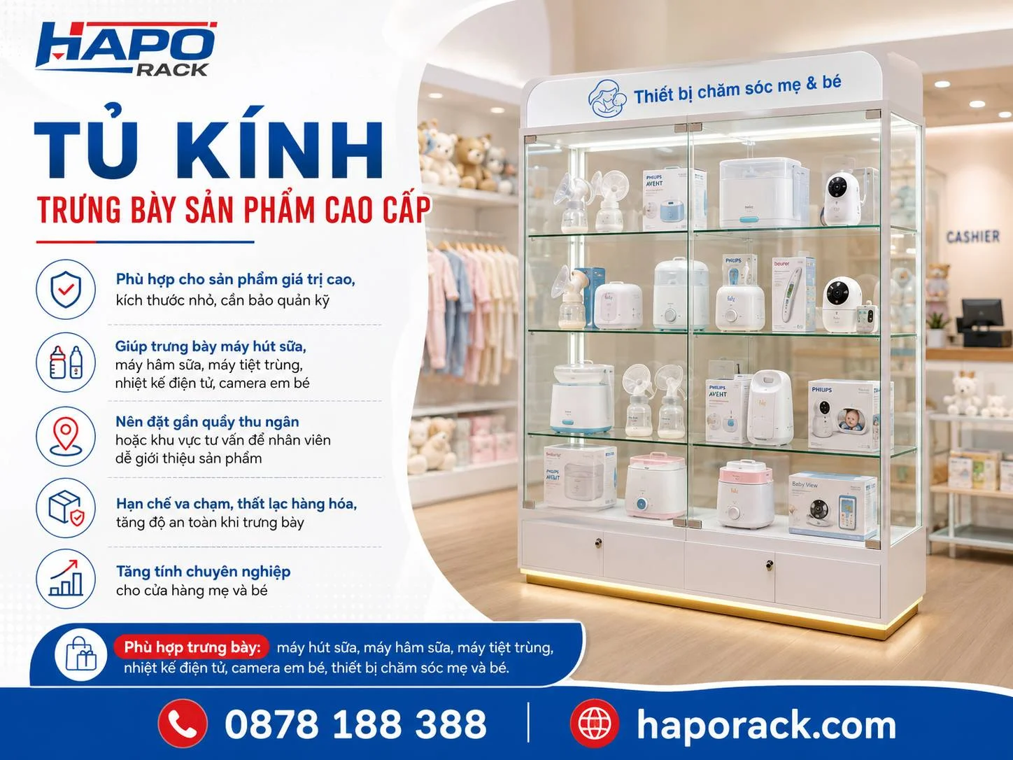 Tổng Hợp Kệ Trưng Bày Shop Mẹ Và Bé Dễ Sắp Xếp