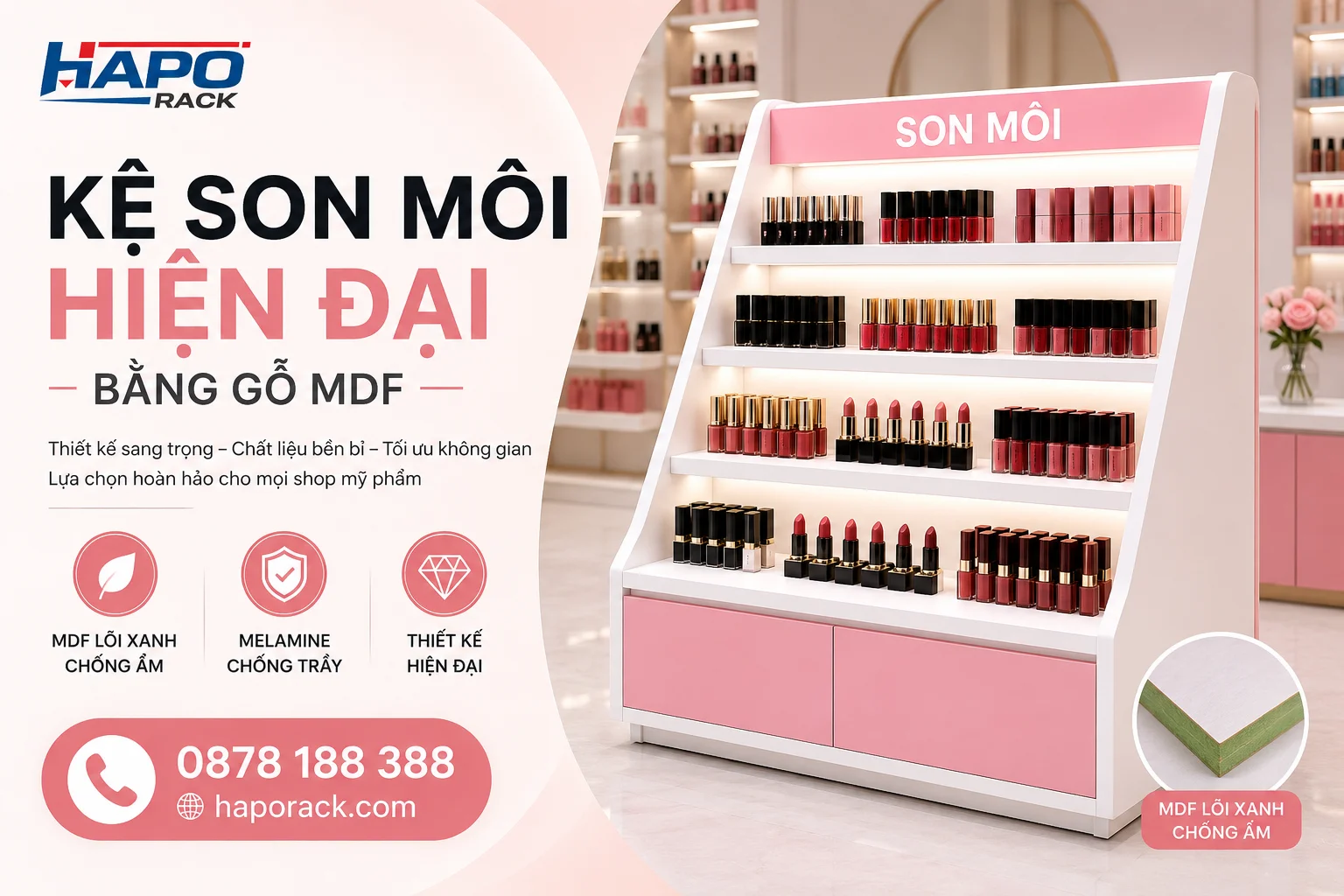 Top Kệ Son Môi Đẹp, Sang Trọng Cho Showroom Và Cửa Hàng Mỹ Phẩm