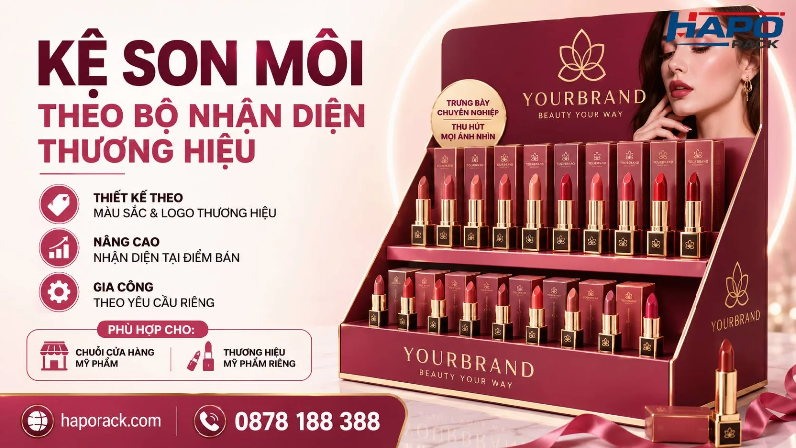 Top Kệ Trưng Bày Son Môi Bằng Gỗ Đẹp Và Chuyên Nghiệp 2026