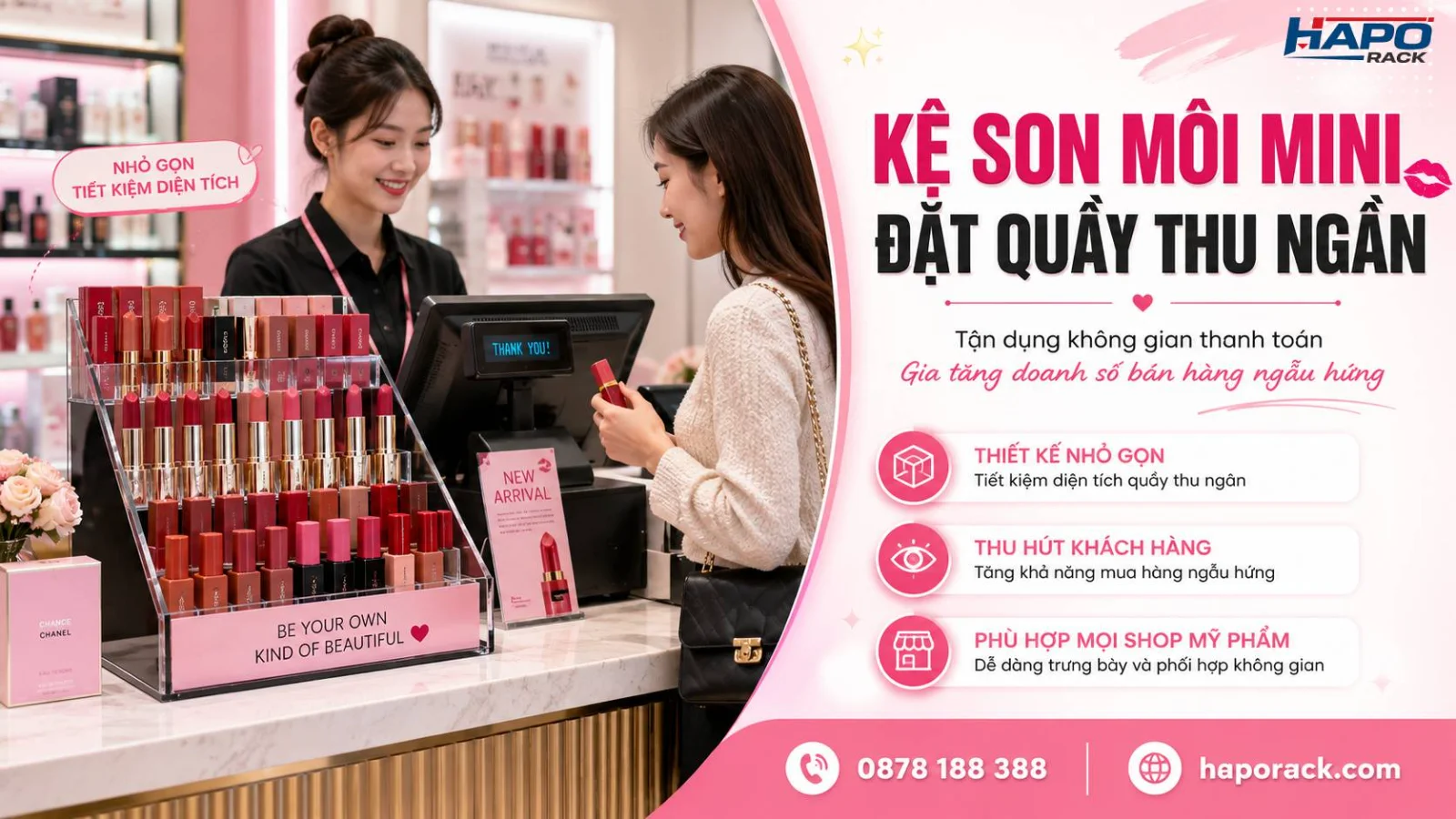 Top Kệ Trưng Bày Son Môi Đẹp, Hiện Đại Được Ưa Chuộng 2026