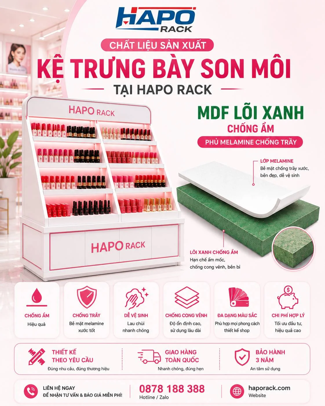 Top Mẫu Kệ Son Môi Hiện Đại Phù Hợp Mọi Shop Mỹ Phẩm