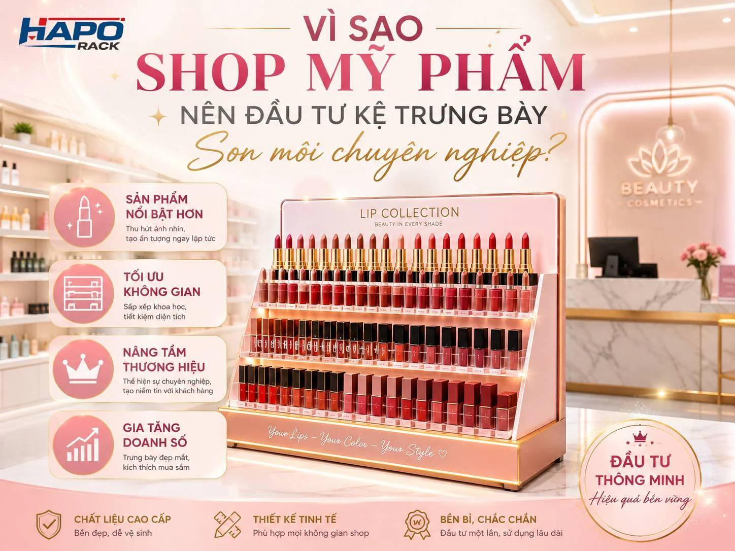 Top Mẫu Kệ Trưng Bày Son Môi Đẹp Cho Shop Mỹ Phẩm Năm 2026