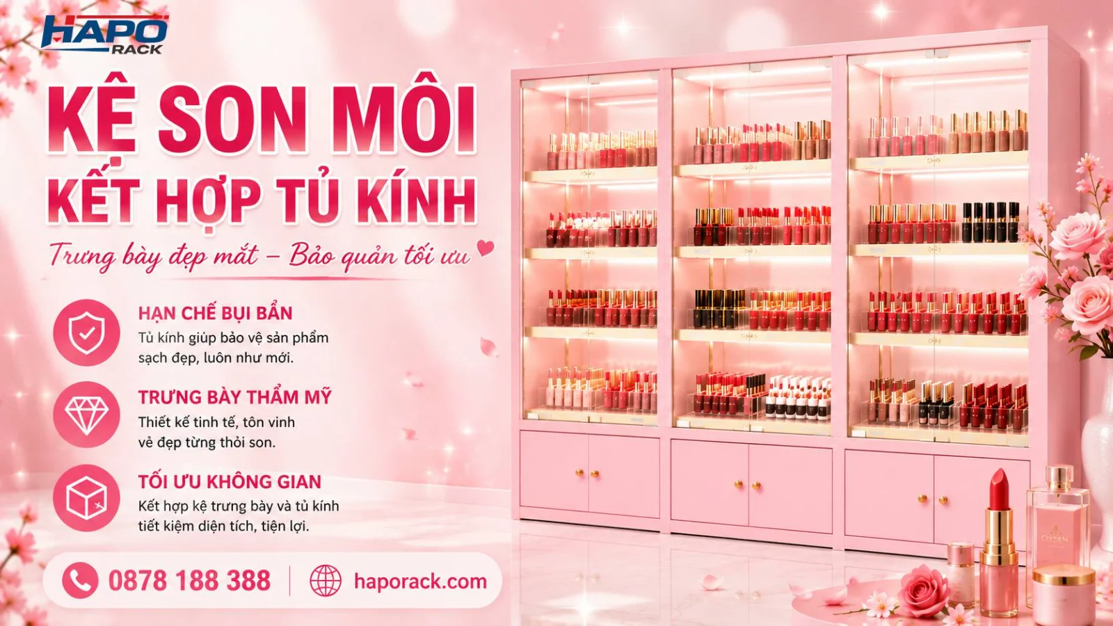Top Mẫu Kệ Trưng Bày Son Môi Đẹp Cho Shop Mỹ Phẩm Năm 2026