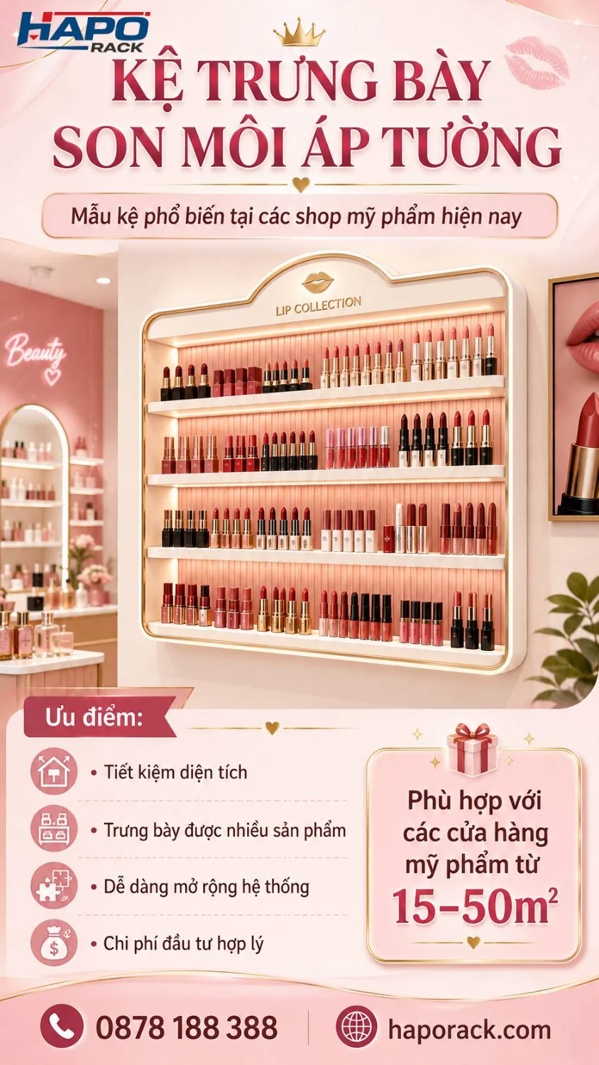 Top Mẫu Kệ Trưng Bày Son Môi Được Nhiều Shop Mỹ Phẩm Lựa Chọn