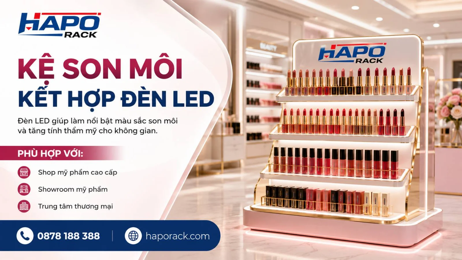 Top Thiết Kế Kệ Trưng Bày Son Môi Đẹp, Tối Ưu Không Gian Bán Hàng