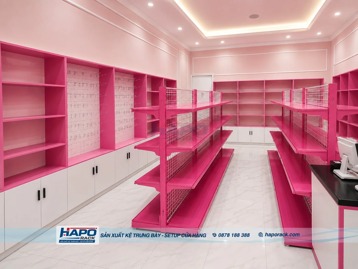 HAPO Rack Thi Công Shop Phụ Kiện Quà Tặng Tại P. Gò Công