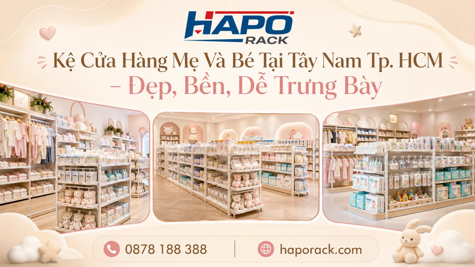 Kệ Cửa Hàng Mẹ Và Bé Tại P. Tây Nam TP. HCM – Trưng Bày Khoa Học, Dễ Kiểm Kê