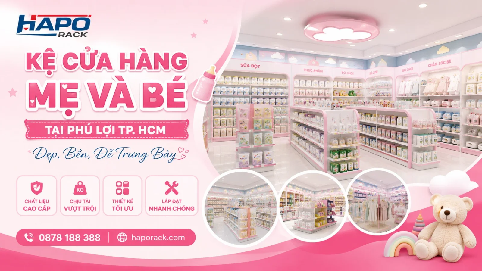 Kệ Shop Mẹ Và Bé P. Bình Dương TP. HCM – Chắc Chắn, Tối Ưu Công Năng