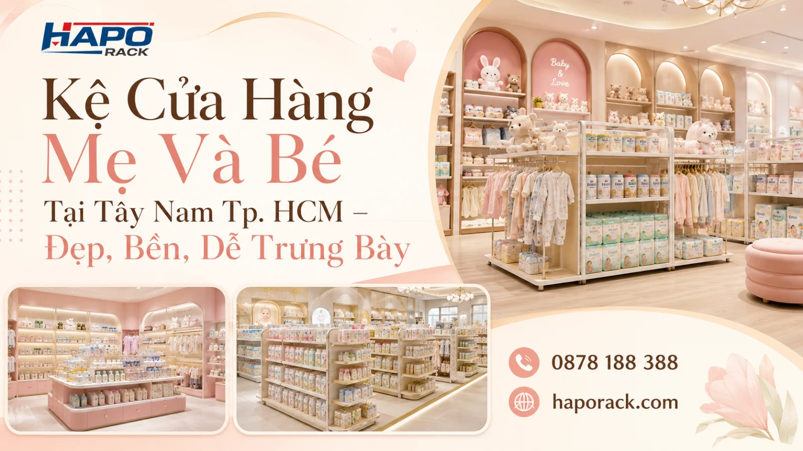 Kệ Shop Mẹ Và Bé Tại P. Tây Nam TP. HCM – Gọn Đẹp, Dễ Quan Sát Hàng Hóa