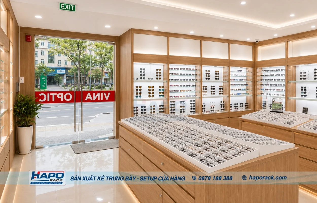Kệ Trưng Bày Cửa Hàng Mắt Kính Tại P. Tam Bình TP. HCM Tối Ưu Không Gian