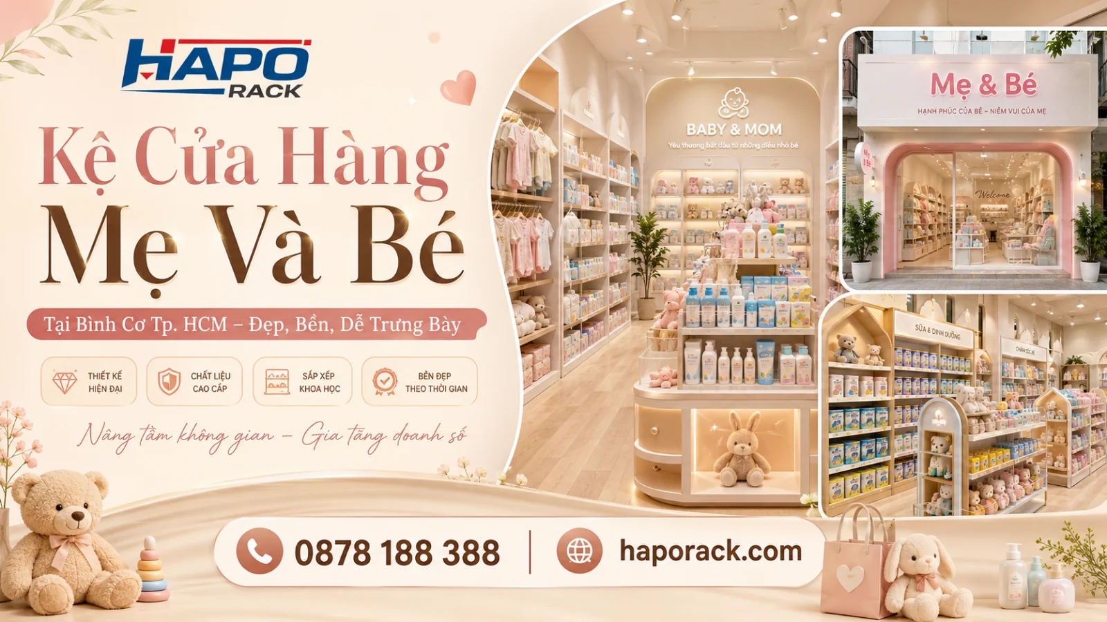 Kệ Trưng Bày Cửa Hàng Mẹ Và Bé Tại P. Bình Cơ – Thiết Kế Khoa Học, Dễ Phân Loại