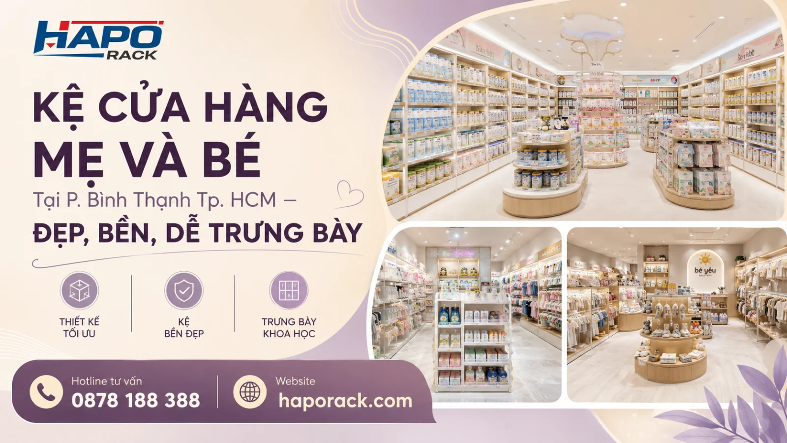 Kệ Trưng Bày Cửa Hàng Mẹ Và Bé Tại P. Bình Thạnh TP. HCM – Hiện Đại, Tiện Lợi Mua Hàng
