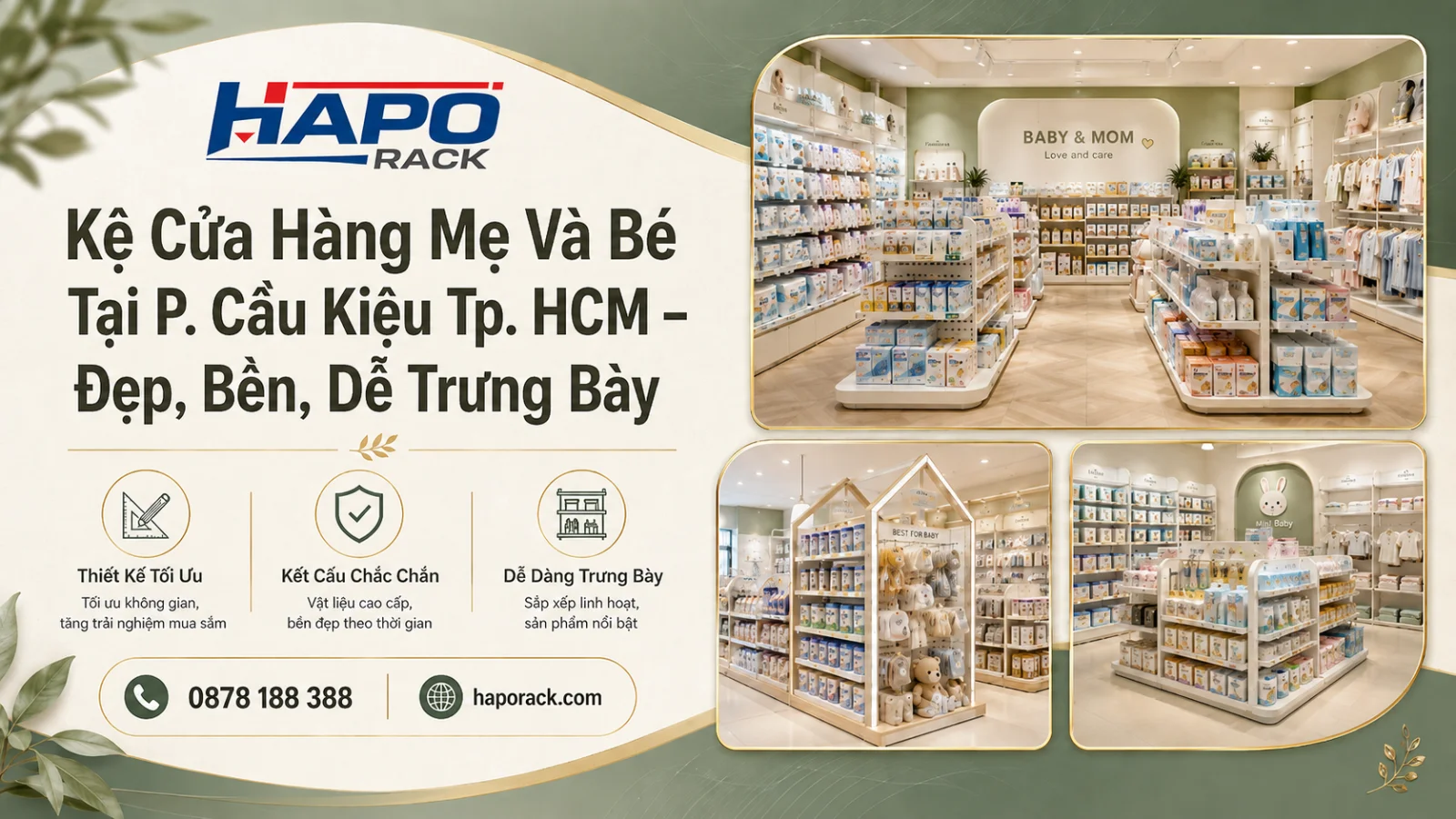 Kệ Trưng Bày Cửa Hàng Mẹ Và Bé Tại P. Cầu Kiệu TP. HCM – Tối Ưu Không Gian