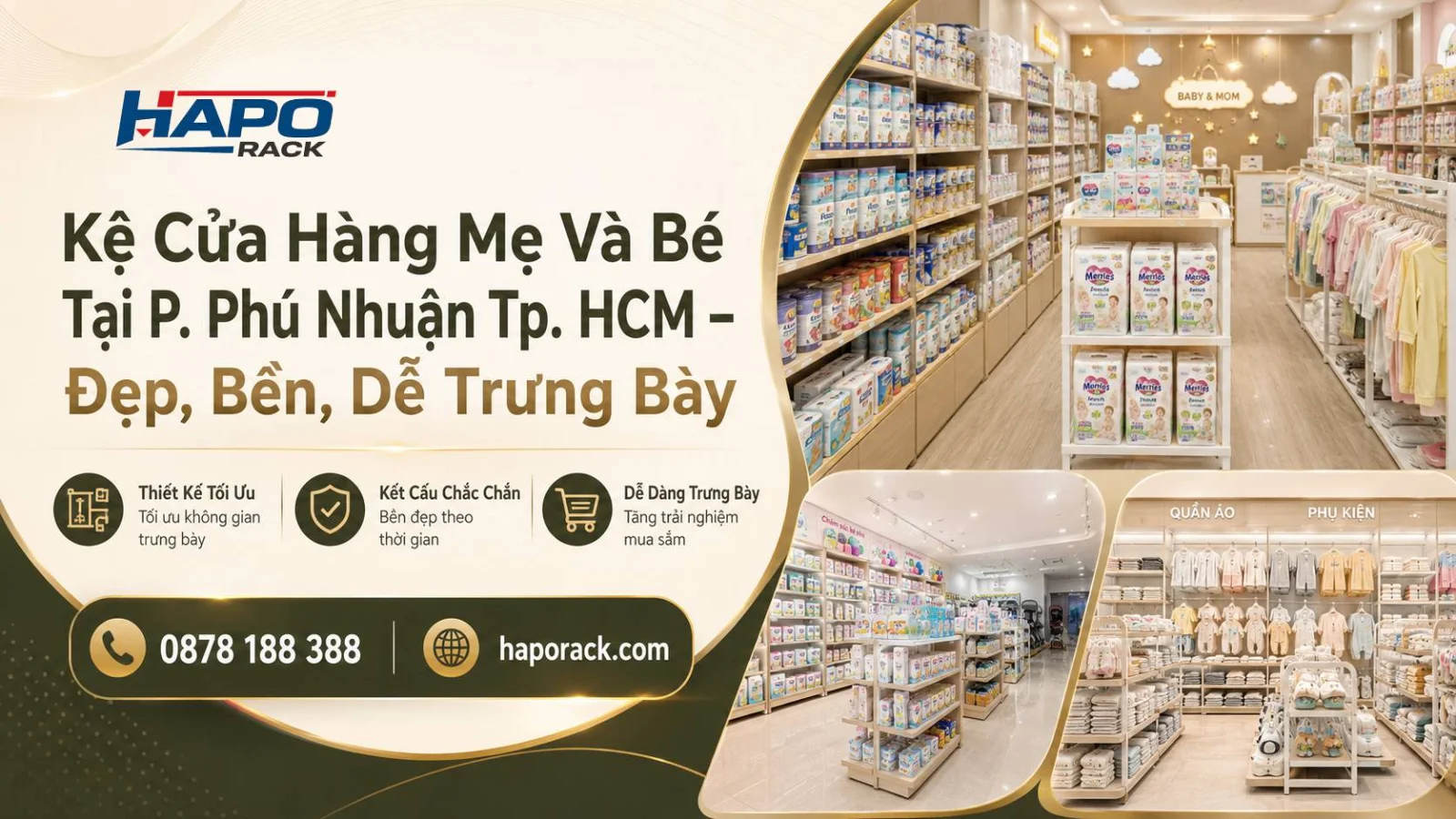 Kệ Trưng Bày Cửa Hàng Mẹ Và Bé Tại P. Phú Nhuận TP. HCM – Dễ Phân Loại Sản Phẩm