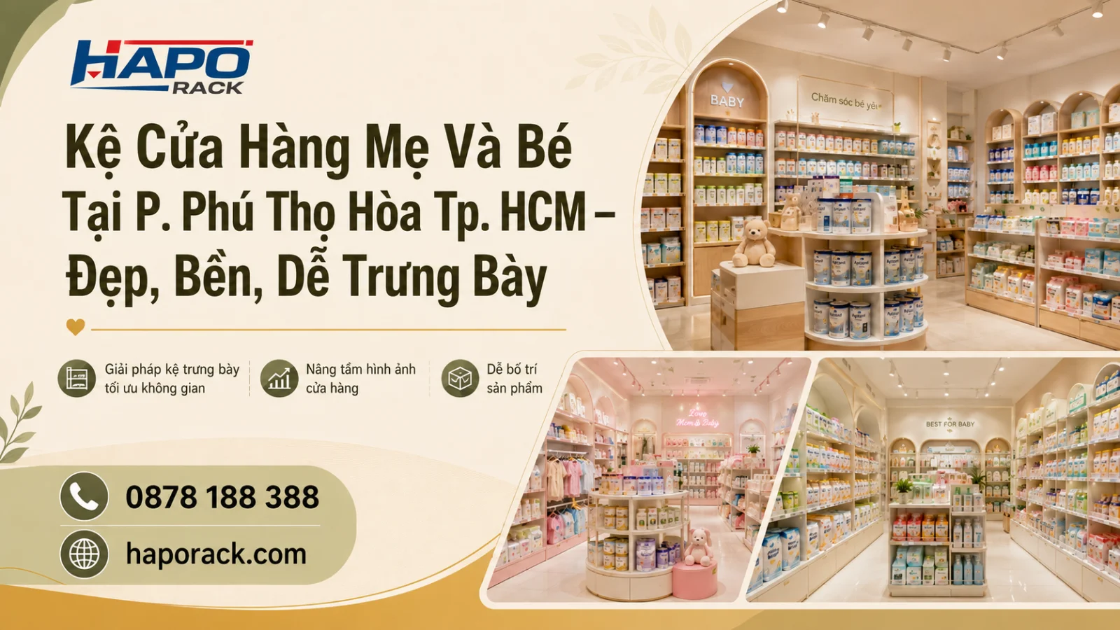 Kệ Trưng Bày Cửa Hàng Mẹ Và Bé Tại P. Phú Thọ Hòa TP. HCM – Tối Ưu Trưng Bày