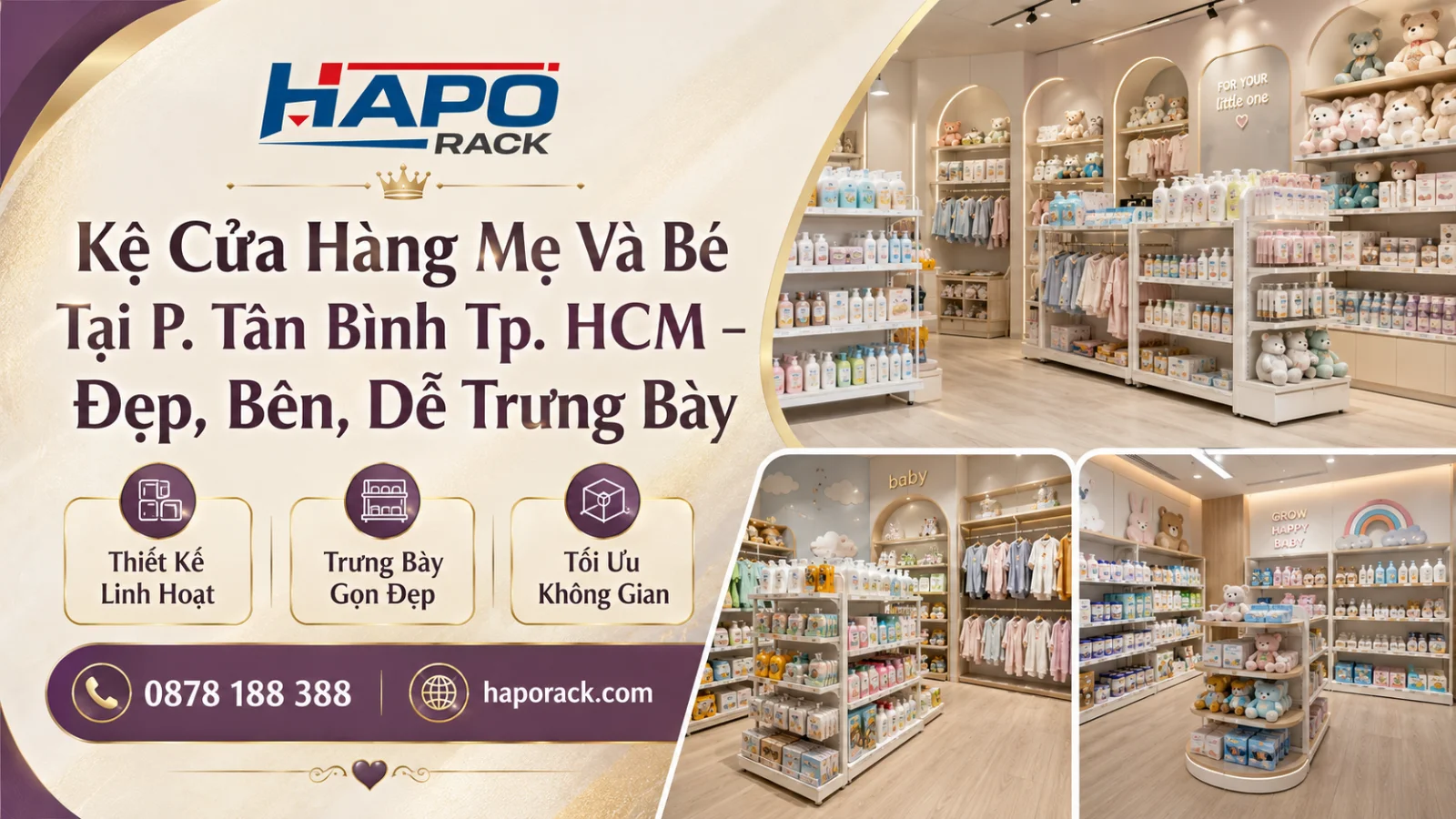Kệ Trưng Bày Cửa Hàng Mẹ Và Bé Tại P. Tân Bình TP. HCM – Tận Dụng Diện Tích Hiệu Quả