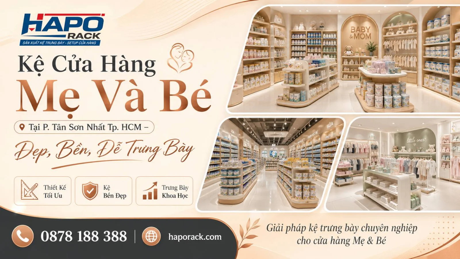 Kệ Trưng Bày Cửa Hàng Mẹ Và Bé Tại P. Tân Sơn Nhất TP. HCM – Gọn Đẹp, Dễ Chọn Hàng