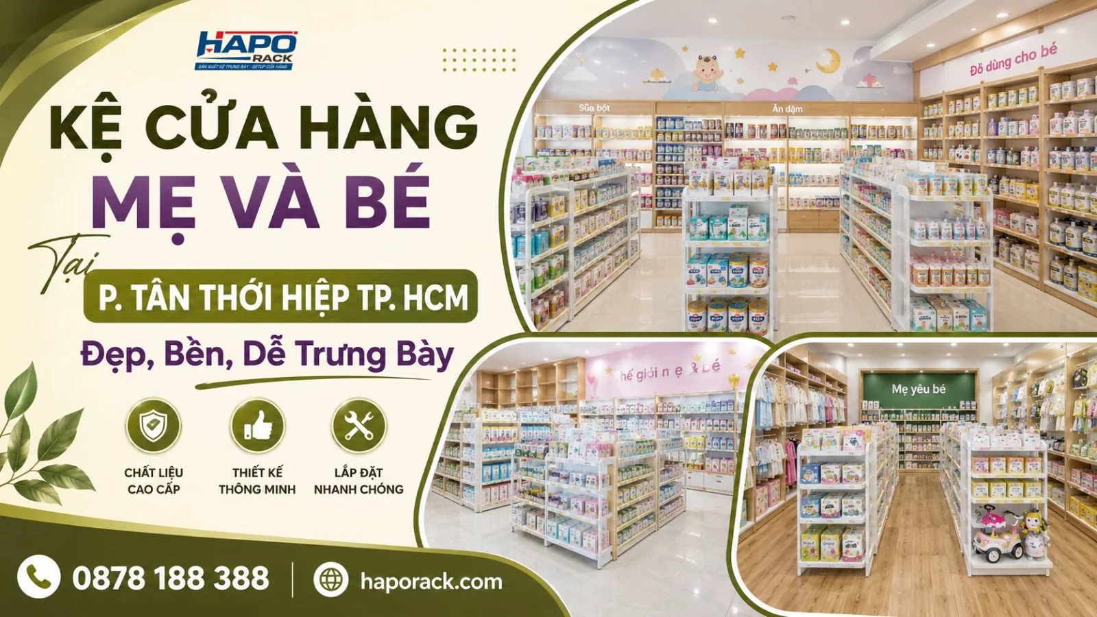 Kệ Trưng Bày Cửa Hàng Mẹ Và Bé Tại P. Tân Thới Hiệp TP. HCM – Đa Dạng Mẫu Mã, Dễ Bố Trí