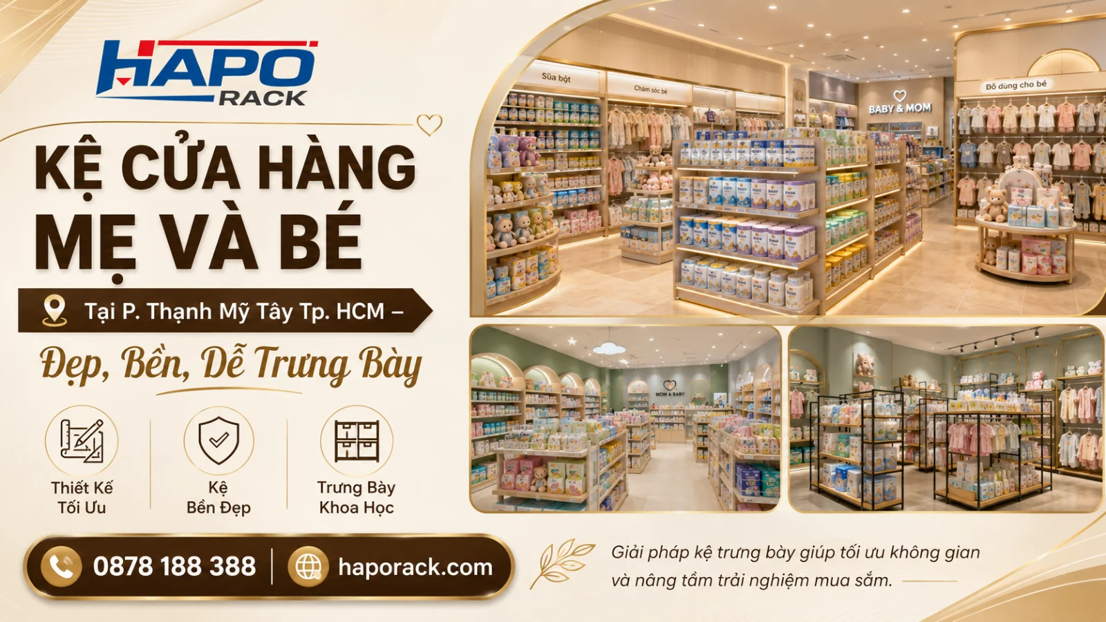 Kệ Trưng Bày Cửa Hàng Mẹ Và Bé Tại P. Thạnh Mỹ Tây TP. HCM – Bố Trí Gọn Đẹp, Dễ Mua Sắm