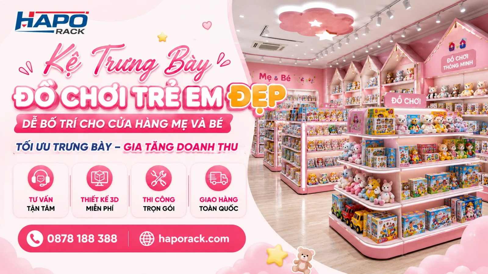 Kệ Trưng Bày Đồ Chơi Trẻ Em Dễ Bố Trí Cho Shop Mẹ Và Bé