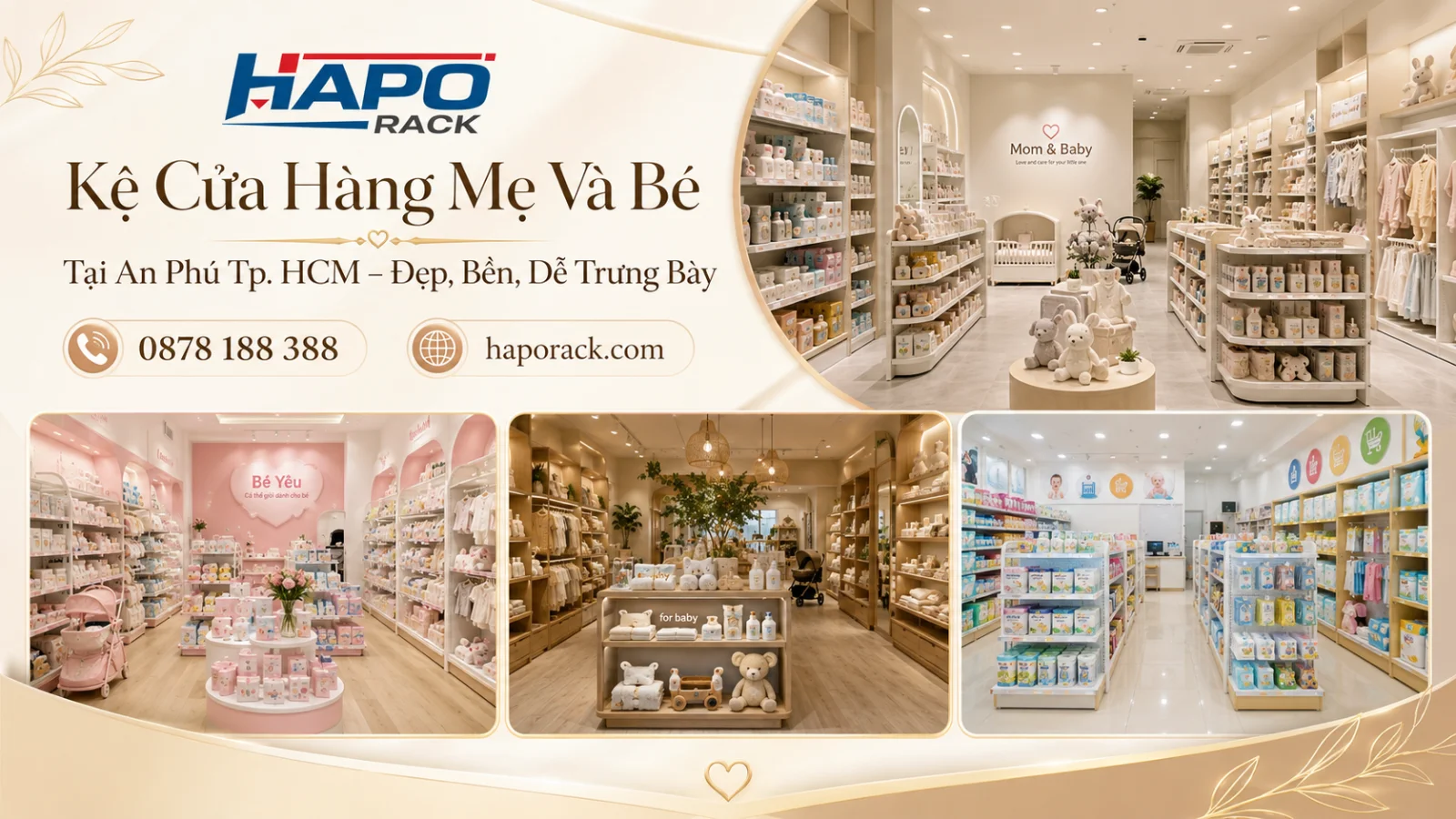 Kệ Trưng Bày Shop Mẹ Và Bé Tại P. An Phú TP. HCM – Linh Hoạt, Dễ Phân Loại Hàng