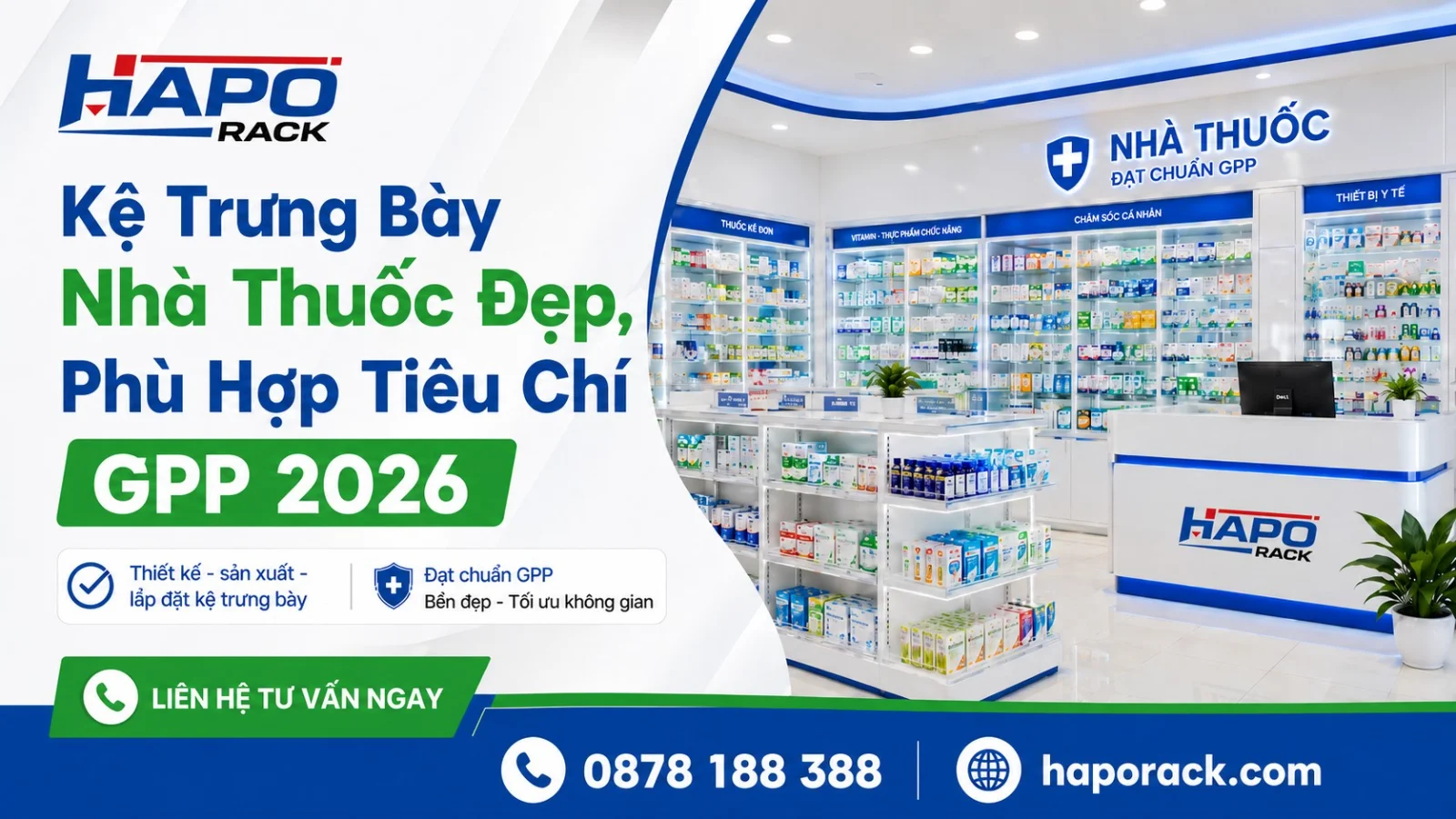 Kệ Trưng Bày Thuốc Tây Đẹp, Phù Hợp Nhà Thuốc GPP