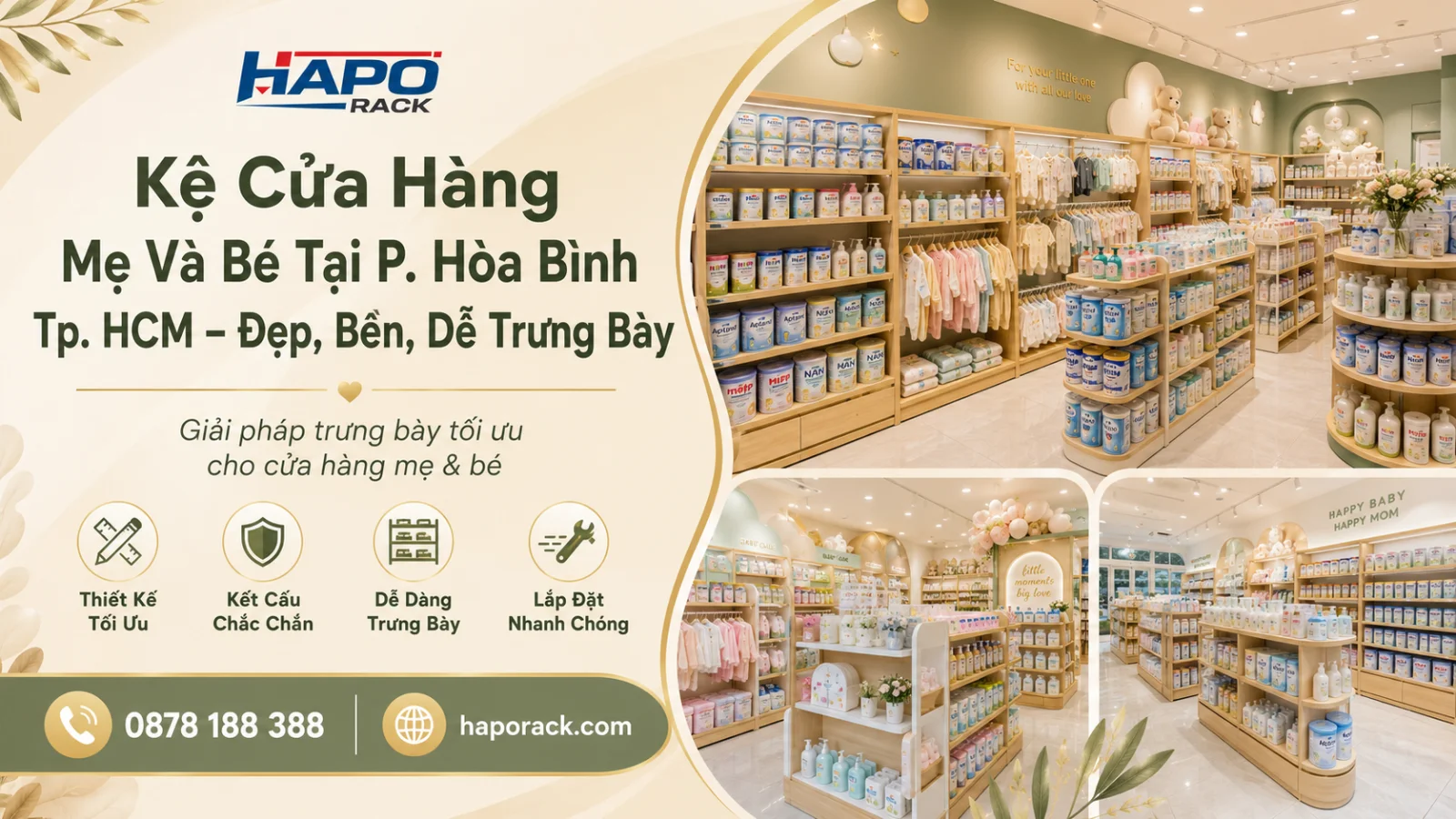 Thi Công Kệ Trưng Bày Cửa Hàng Mẹ Và Bé Tại P. Hòa Bình TP. HCM Trọn Gói