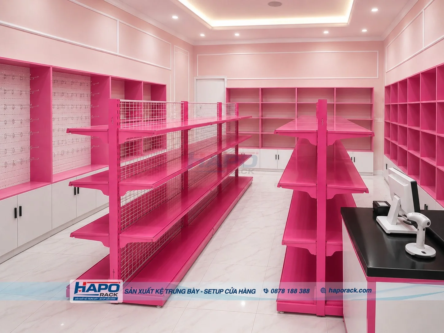 Thi Công Kệ Trưng Bày Shop Phụ Kiện Quà Tặng Tại Gò Công