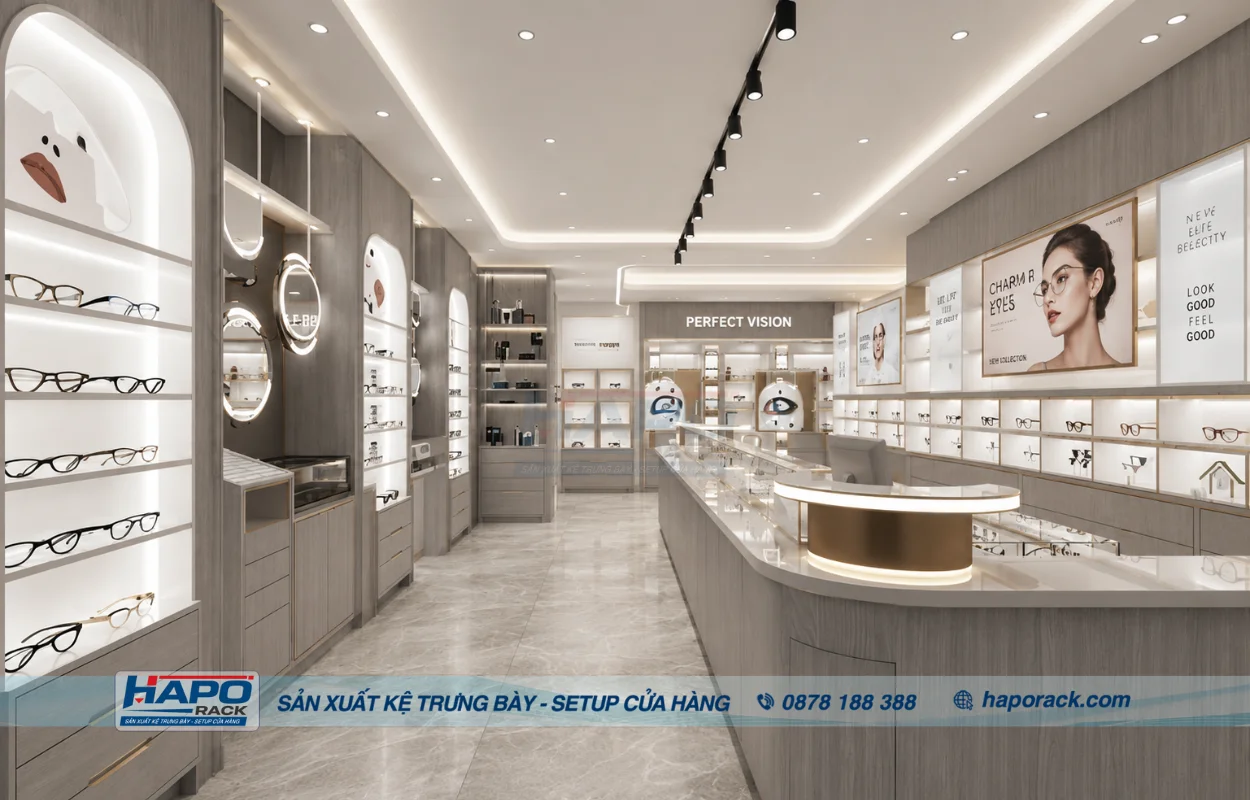 Thiết Kế Kệ Trưng Bày Cửa Hàng Mắt Kính Tại P. Tam Bình TP. HCM Theo Yêu Cầu